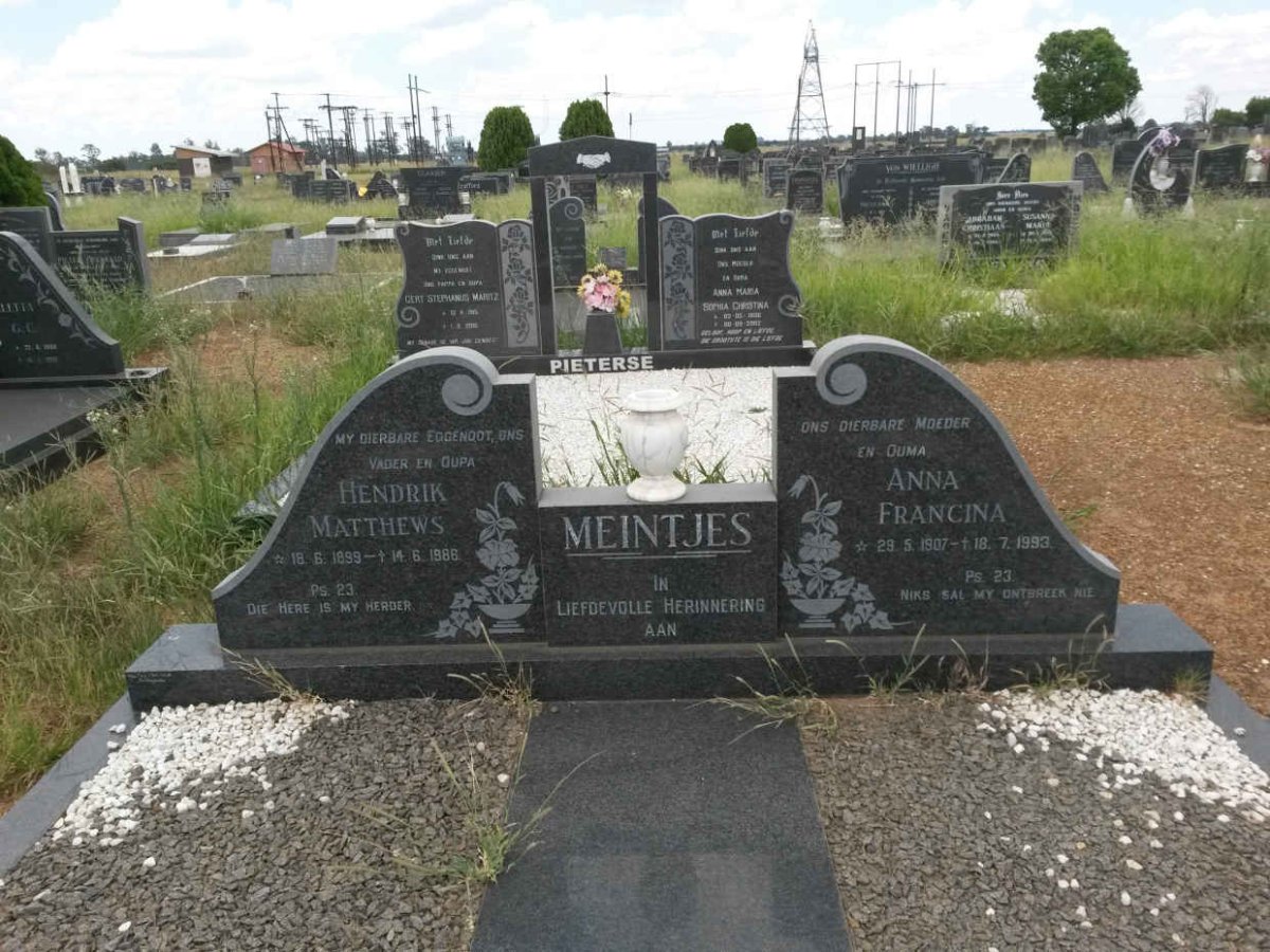 MEINTJES Hendrik Matthews 1899-1986 &amp; Anna Francina 1907-1993