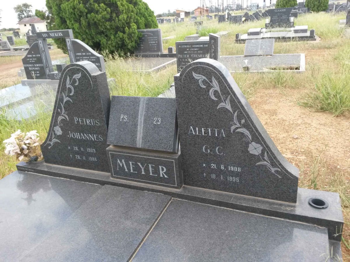 MEYER Johannes Petrus 1909-1986 &amp; Aletta G.C. 1908-1995