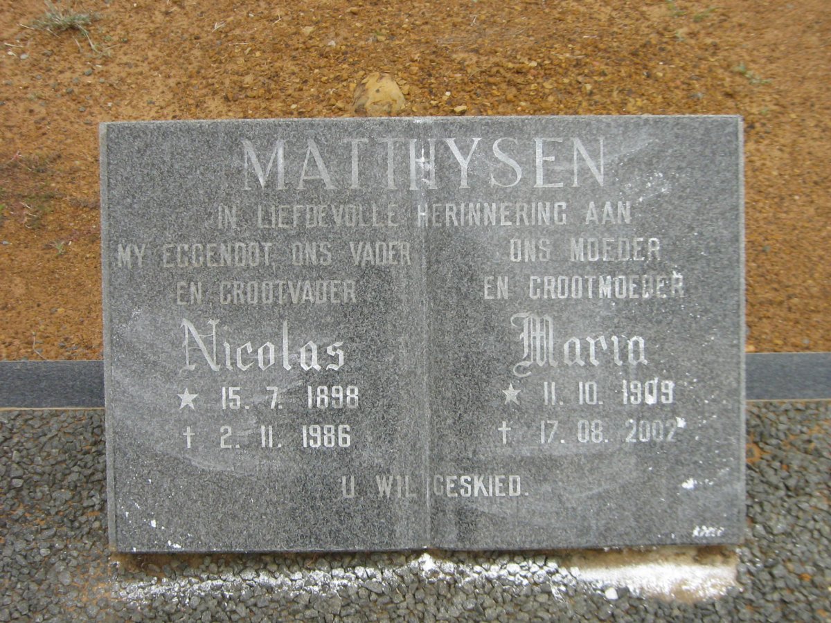 MATTHYSEN Nicolas 1898-1986 &amp; Maria 1909-2002