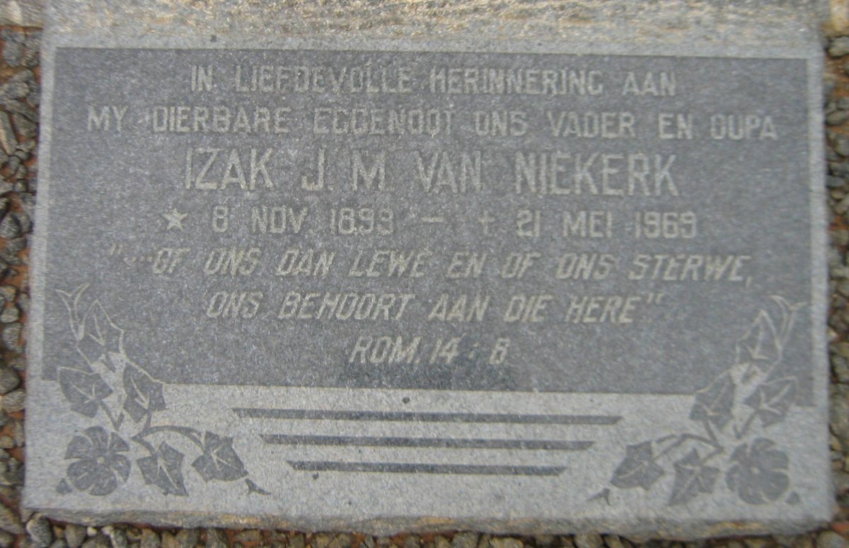 NIEKERK Izak J.M., van 1899-1969