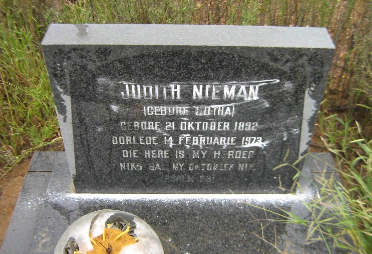 NIEMAN Judith nee BOTHA 1892-1973