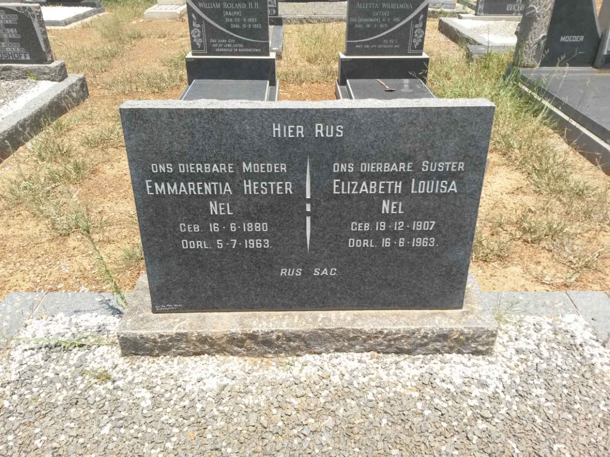 NEL Emmarentia Hester 1880-1963 :: NEL Elizabeth Louisa 1907-1963