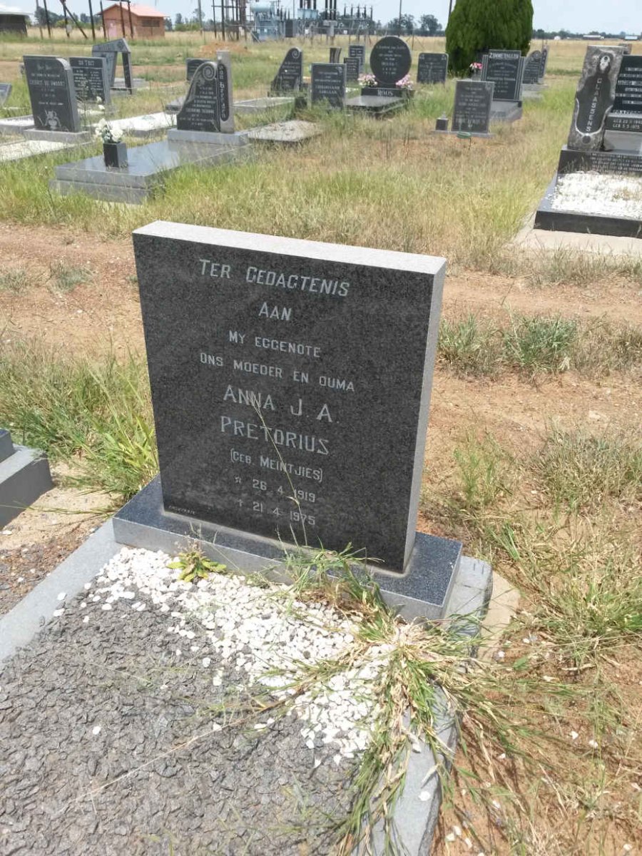 PRETORIUS Anna J.A. nee MEINTJIES 1919-1975
