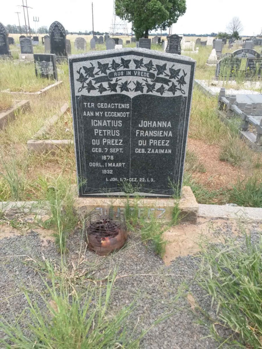 PREEZ Ignatius Petrus, du 1878-1932 &amp; Johanna Fransiena ZAAIMAN