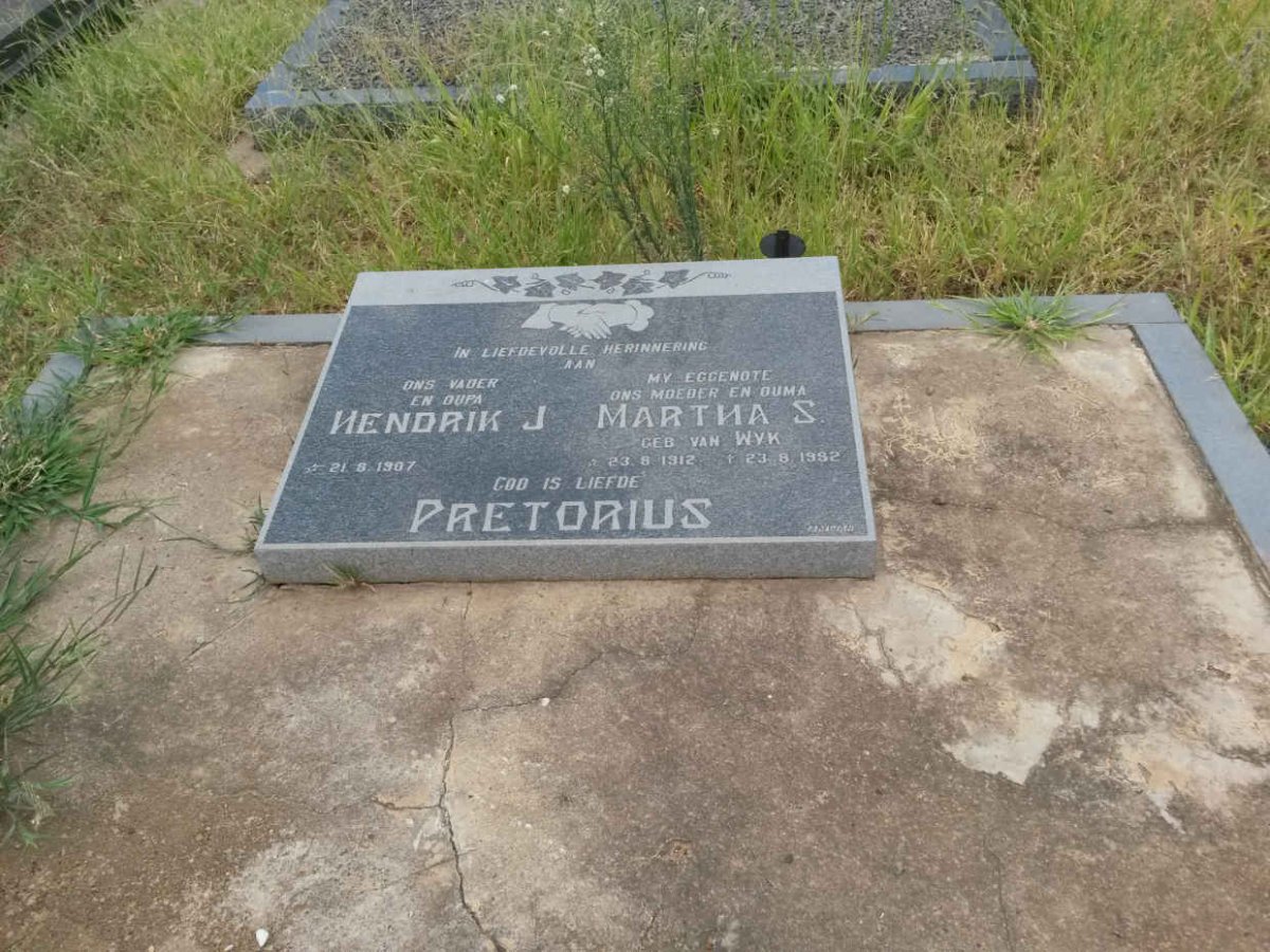 PRETORIUS Hendrik F. 1907- &amp; Martha S. VAN WYK 1912-1982