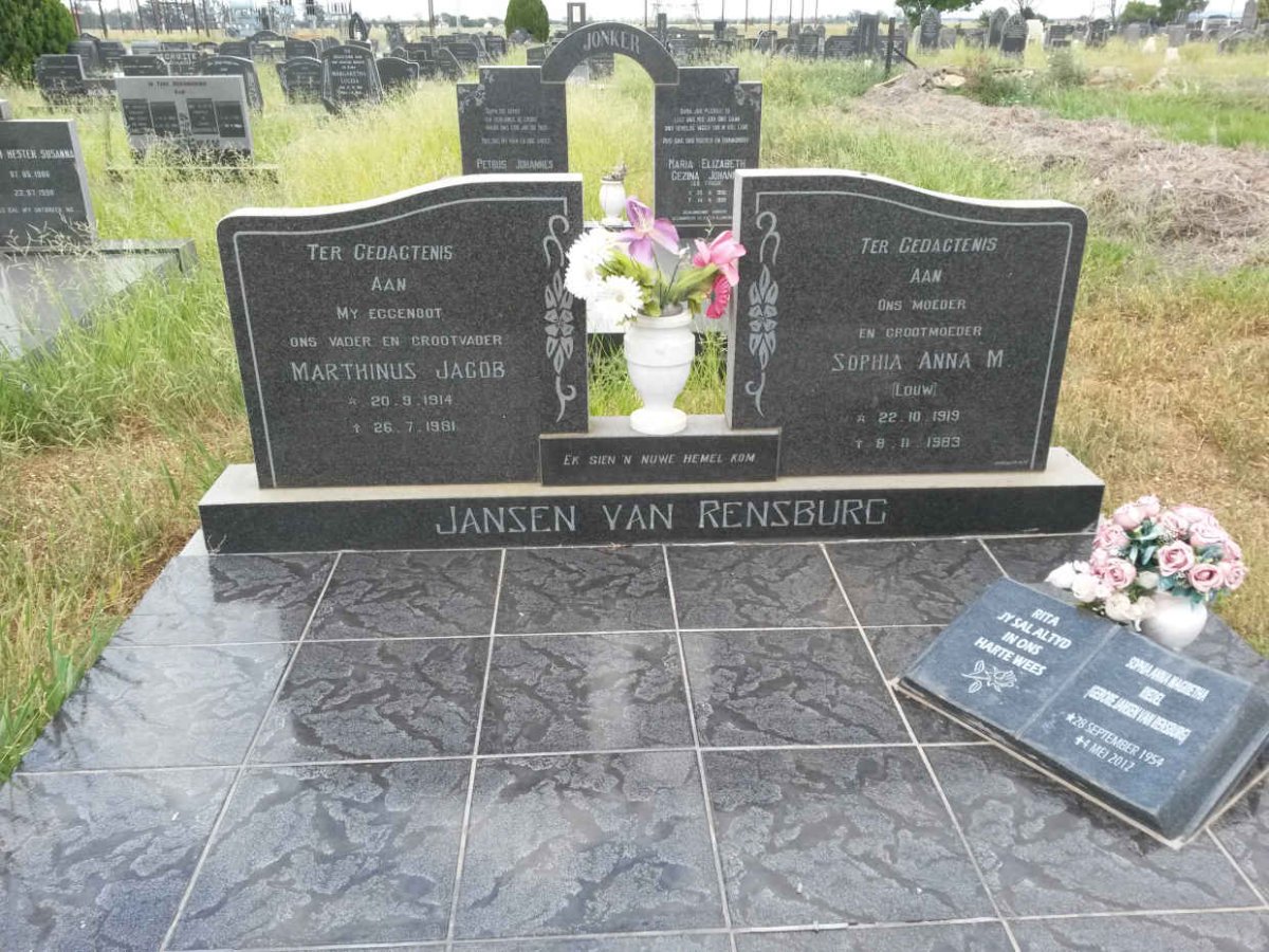 RENSBURG Marthinus Jacob, Jansen van 1914-1981 &amp; Sophia Anna M. LOUW 1919-1983