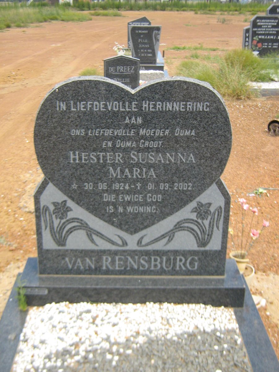 RENSBURG Hester Susanna Maria, van 1924-2002