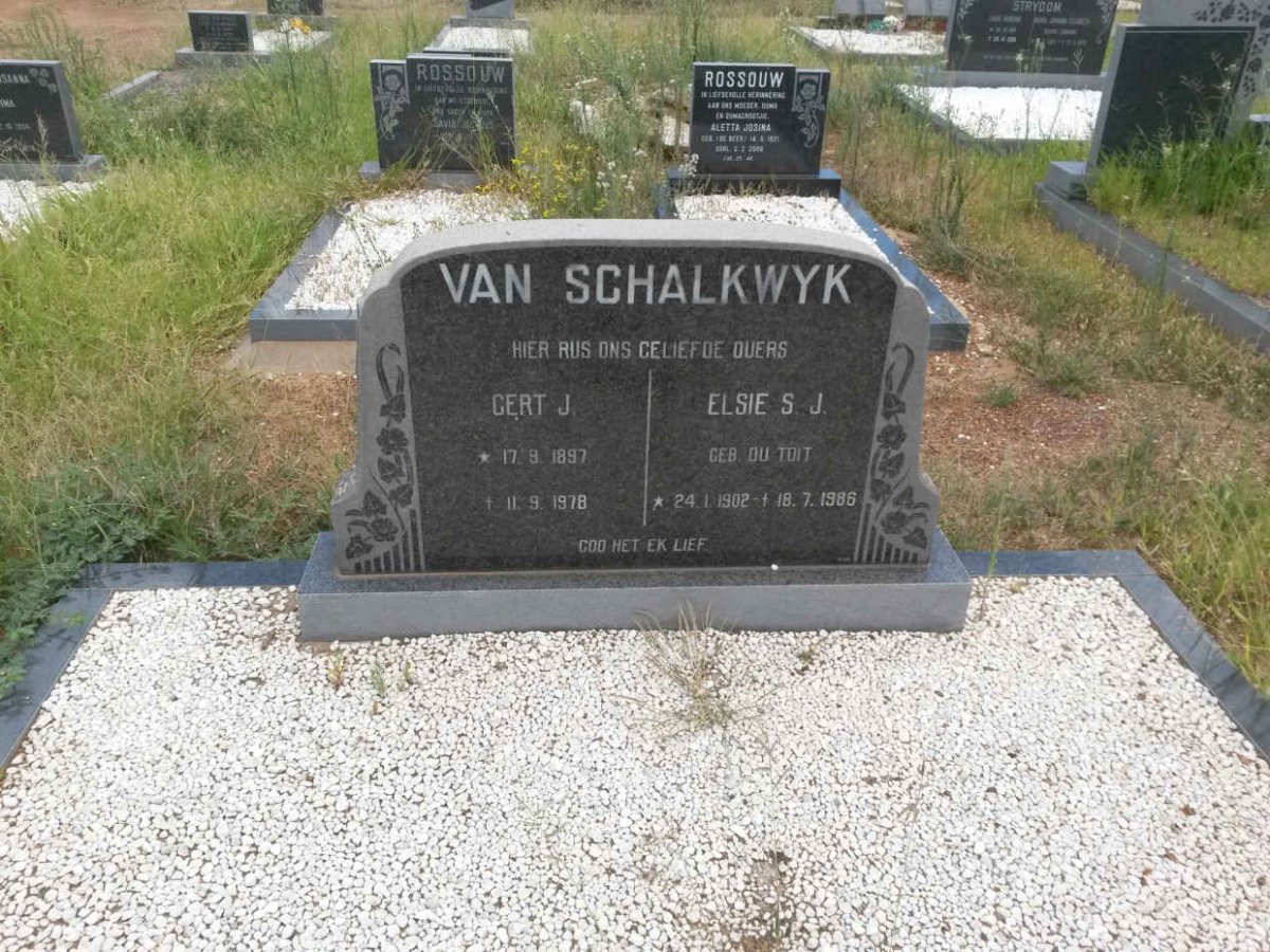 SCHALKWYK Gert J., van 1897-1978 &amp; Elsie S.J. DU TOIT 1902-1986