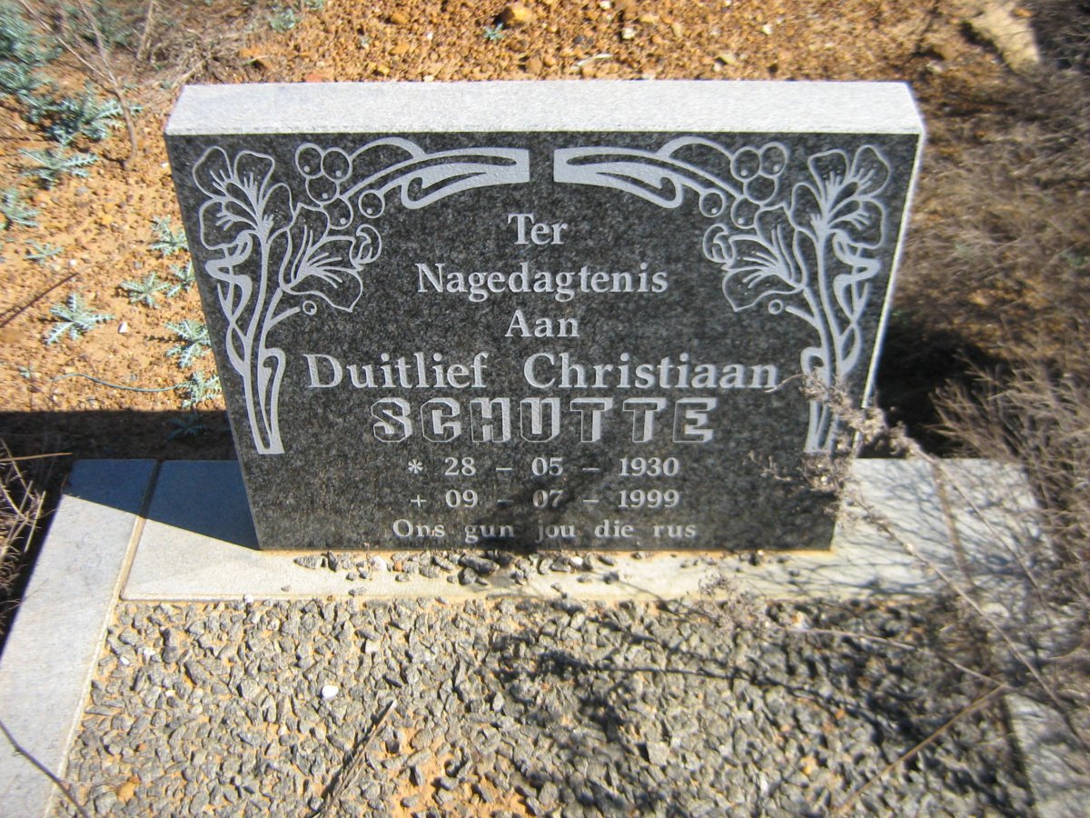 SCHUTTE Duitlief Christiaan 1930-1999