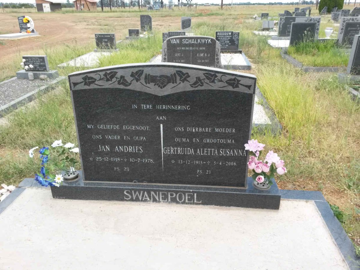 SWANEPOEL Jan Andries 1918-1978 &amp; Gertruida Aletta Susanna 1915-2006