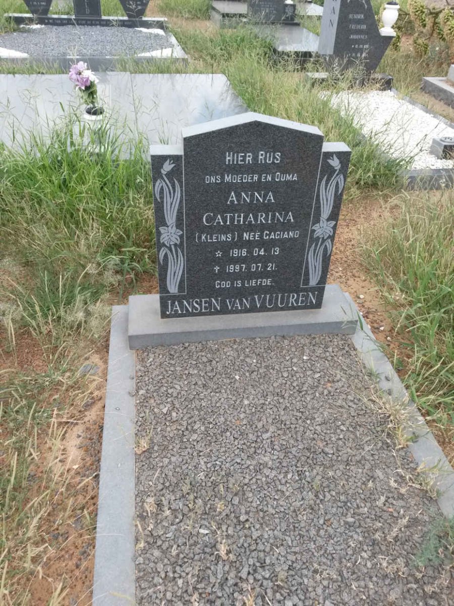 VUUREN Anna Catharina, Jansen van nee GAGIANO 1916-1997