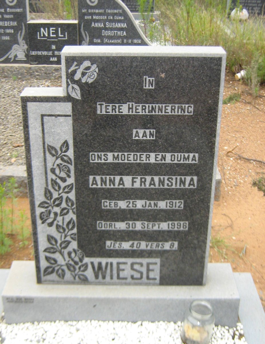 WIESE Anna Fransina 1912-1996