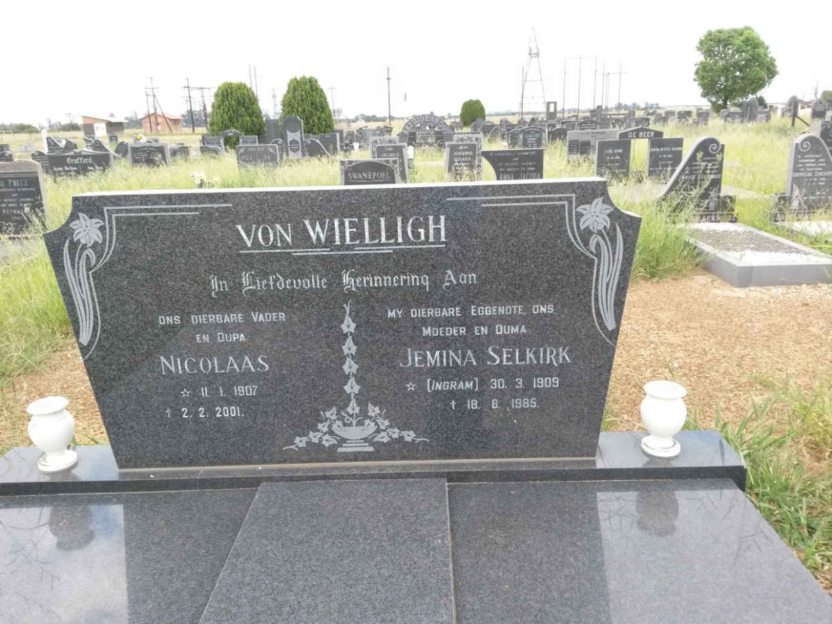 WIELLIGH Nicolaas, von 1907-2001 &amp; Jemina Selkirk INGRAM 1909-1985