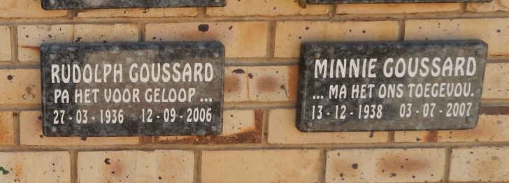 GOUSSARD Rudolph 1936-2006 &amp; Minnie 1938-2007