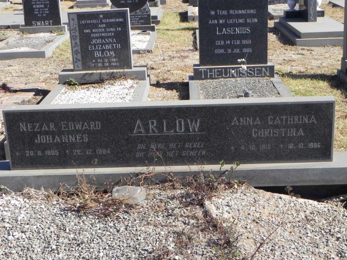 ARLOW Mezar Edward Johannes 1905-1984 &amp; Anna Cathrina Christina 1910-1985