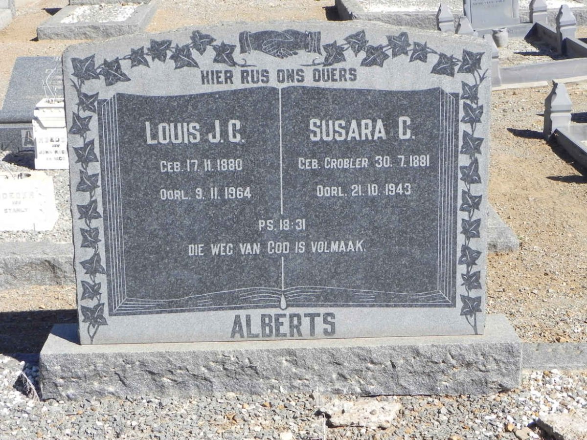ALBERTS Louis J.C. 1880-1964 &amp; Susara C. GROBLER 1881-1943