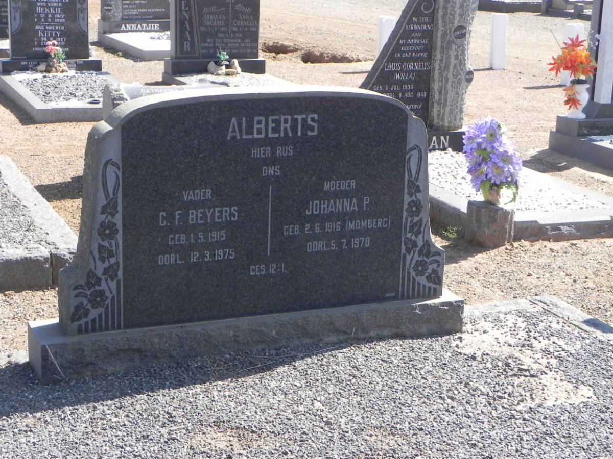 ALBERTS C.F. Beyers 1915-1975 &amp; Johanna P. MOMBERG 1916-1970