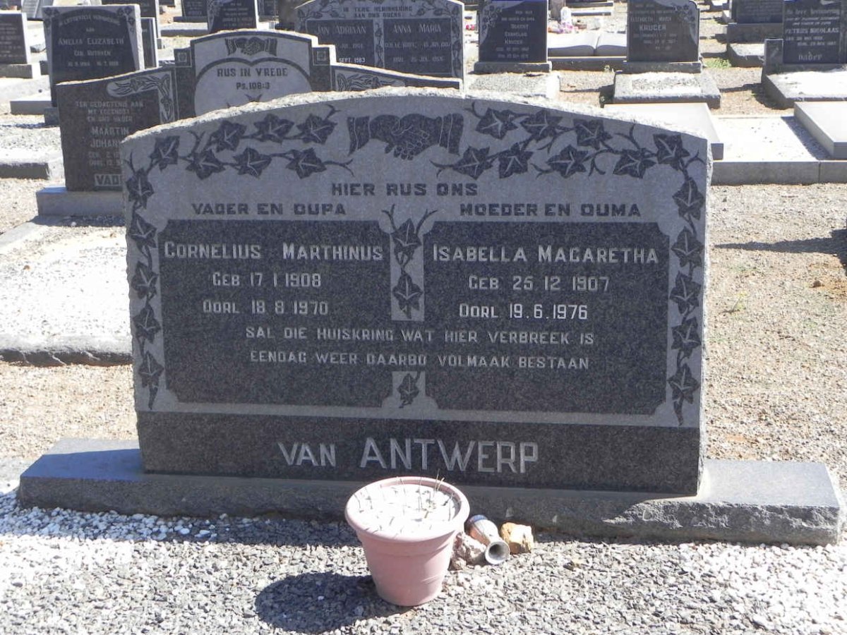 ANTWERP Cornelius Marthinus, van 1908-1970 &amp; Isabella Magaretha 1907-1976