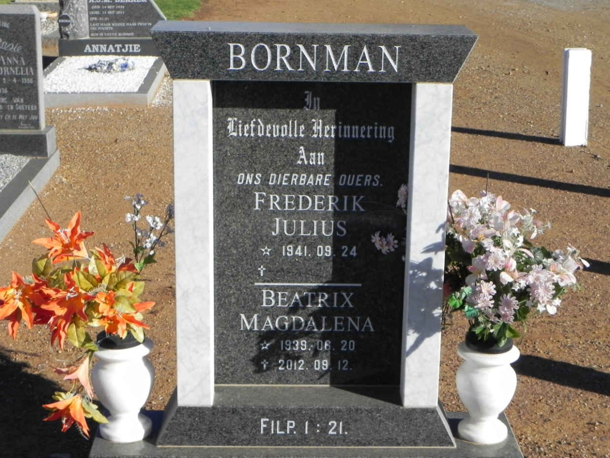 BORNMAN Frederik Julius 1941- &amp; Beatrix Magdalena 1939-2012
