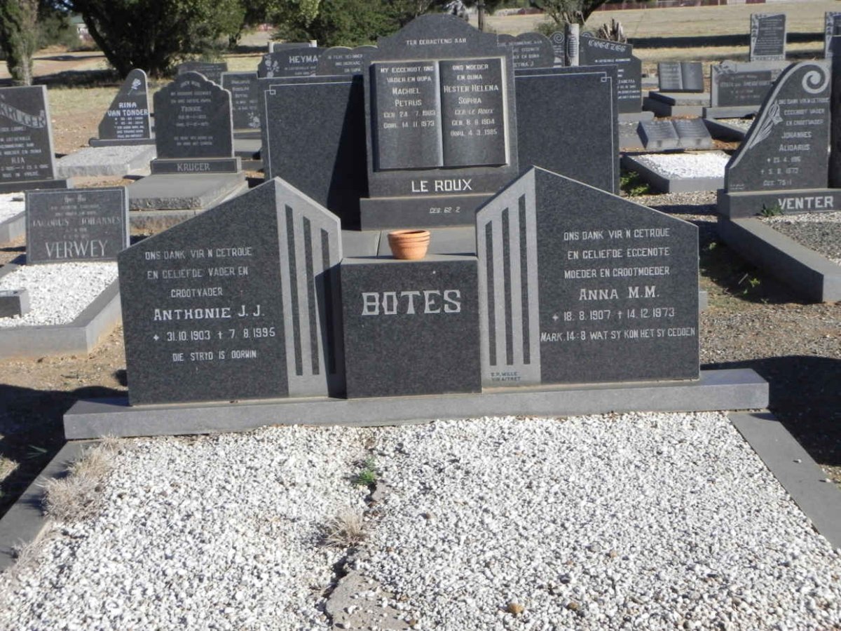 BOTES Anthonie J.J. 1903-1995 &amp; Anna M.M. 1907-1973