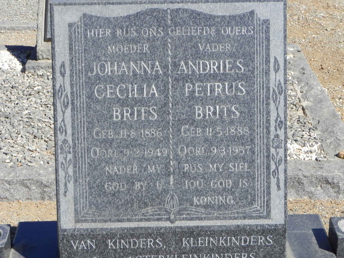 BRITS Andries Petrus 1888-1957 &amp; Johanna Cecilia 1886-1949