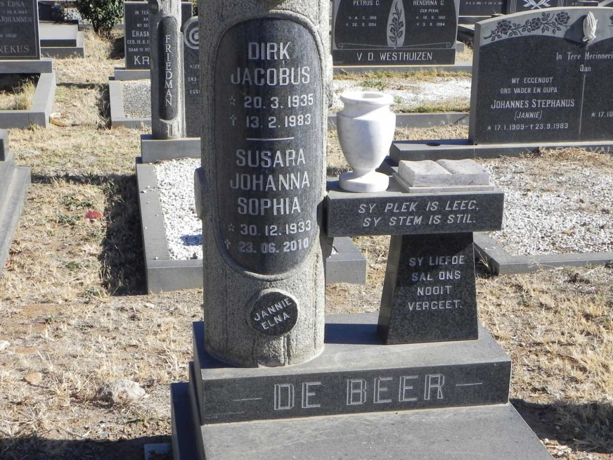 BEER Dirk Jacobus, de 1935-1983 &amp; Susara Johanna Sophia 1933-2010