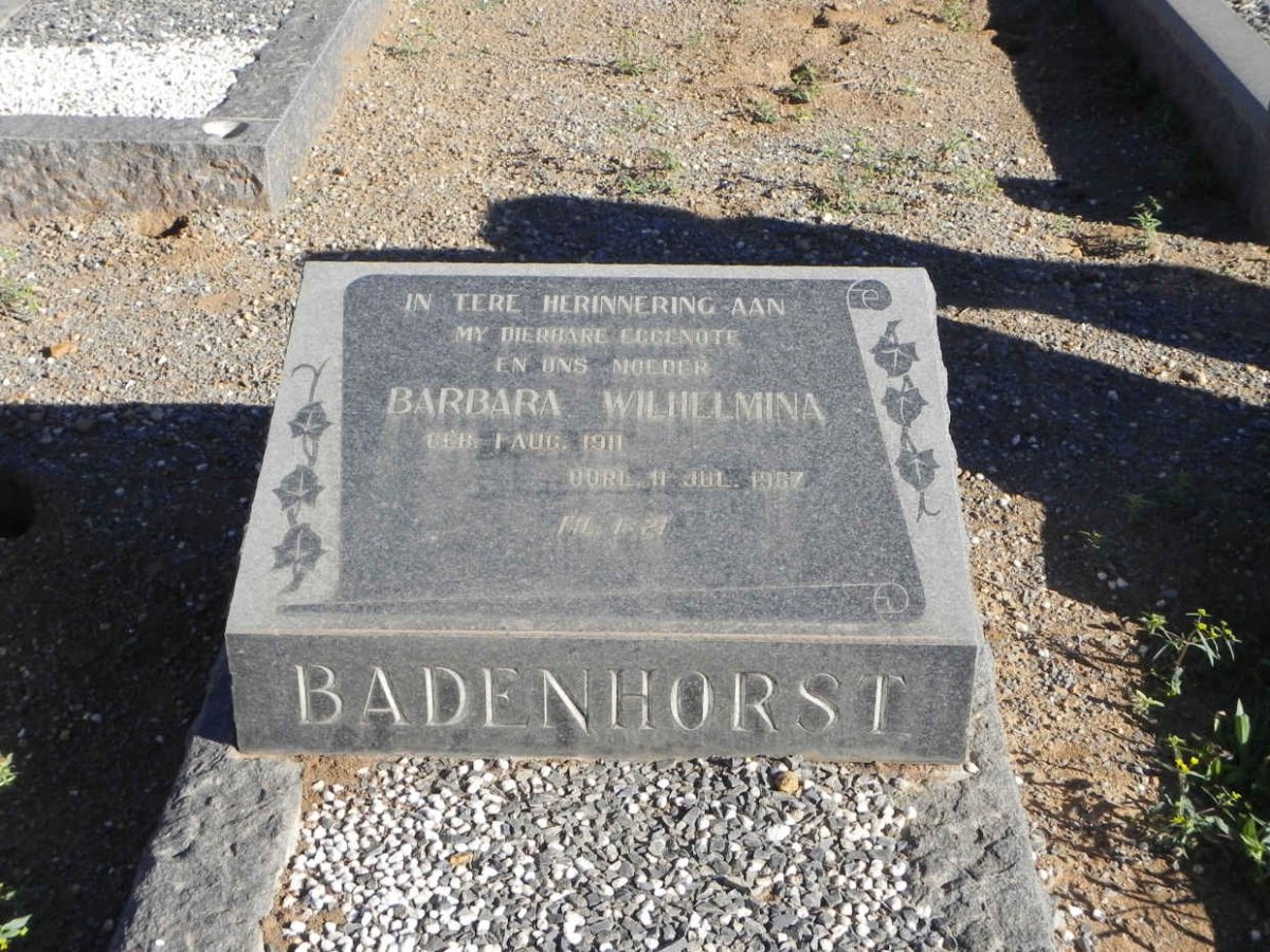 BADENHORST Barbara Wilhelmina 1911-1967