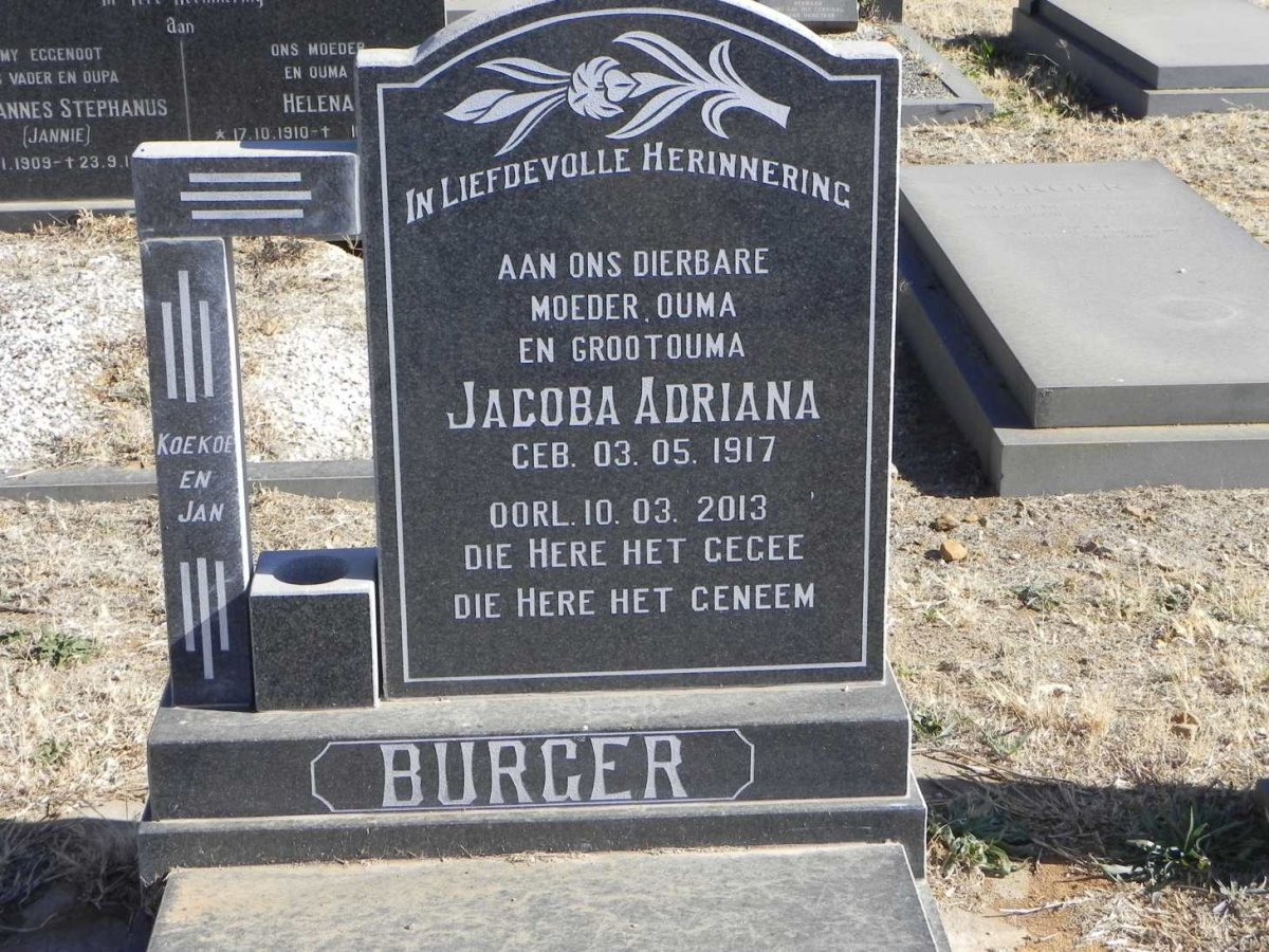 BURGER Jacoba Adriana 1917-2013