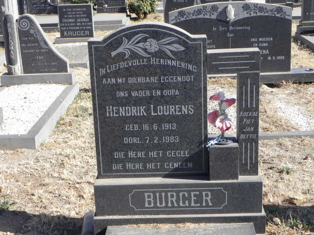 BURGER Hendrik Lourens 1913-1983