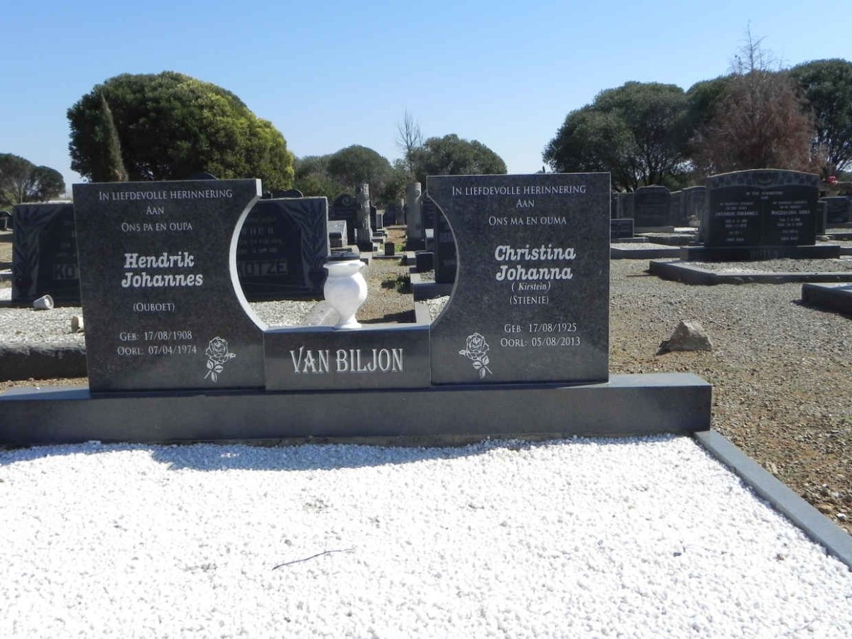 BILJON Hendrik Johannes, van 1908-1974 &amp; Christina Johanna KIRSTEIN 1925-2013