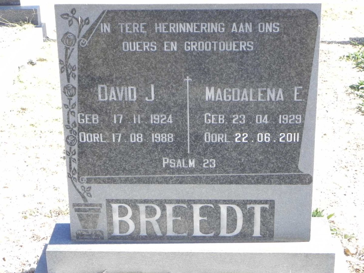 BREEDT David J. 1924-1988 &amp; Magdalena E. 1929-2011