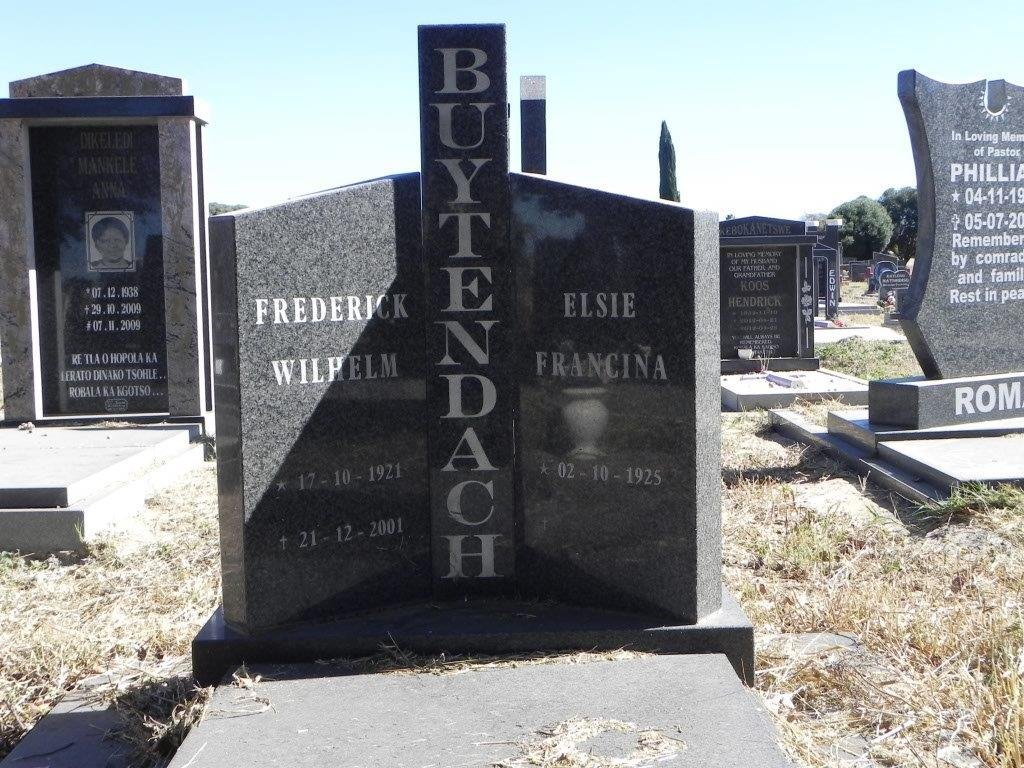 BUYTENDACH Frederick Wilhelm 1921-2001 &amp; Elsie Francina 1925-