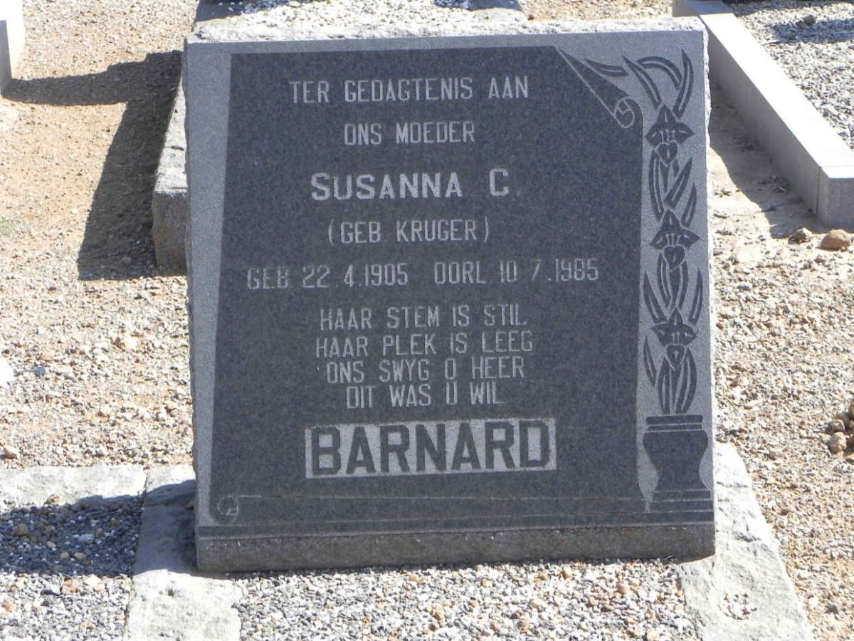 BARNARD Susanna C. nee KRUGER 1905-1985