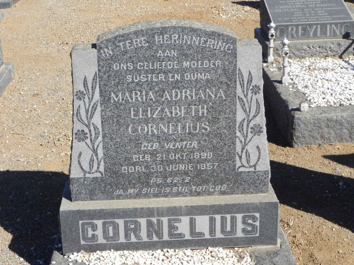 CORNELIUS Maria Adriana Elizabeth nee VENTER 1890-1957