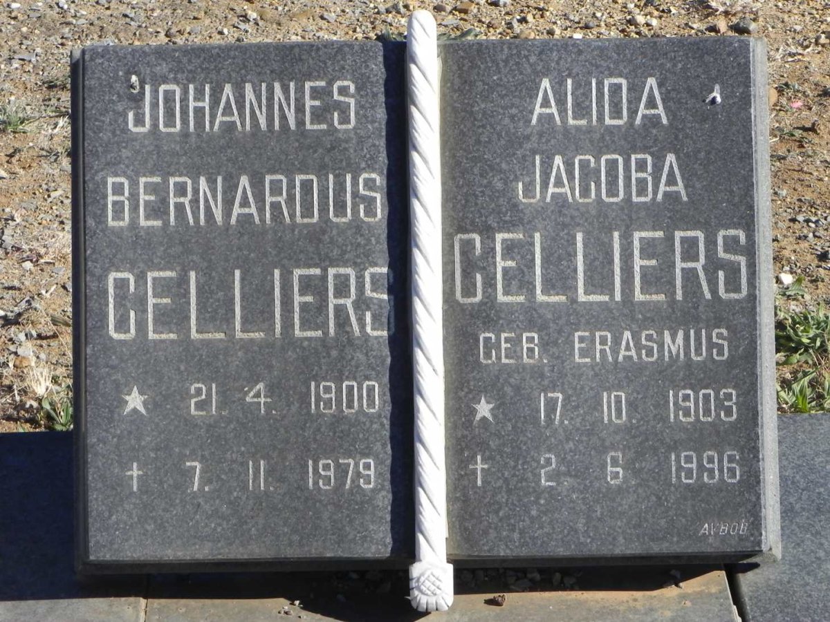 CELLIERS Johannes Bernardus 1900-1979 &amp; Alida Jacoba ERASMUS 1903-1996