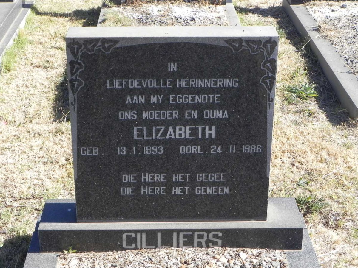 CILLIERS Elizabeth 1893-1986