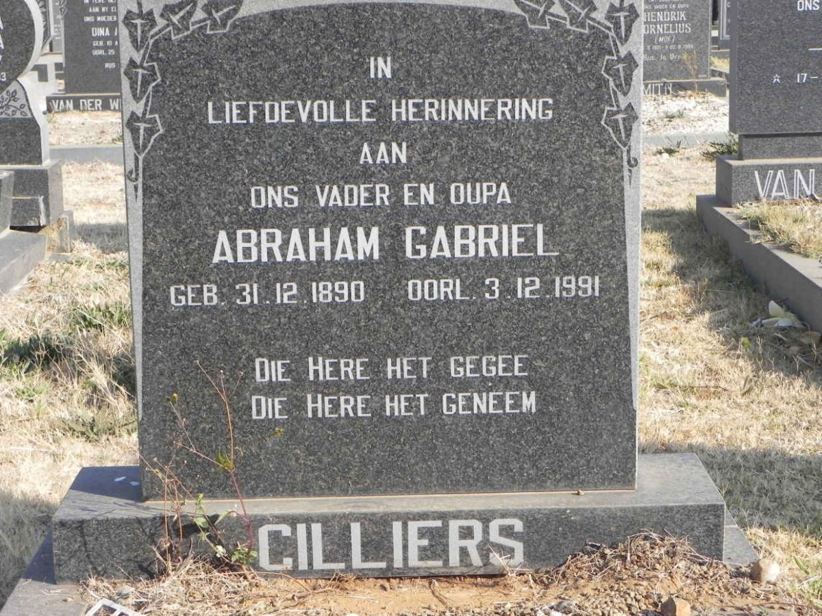 CILLIERS Abraham Gabriel 1890-1991