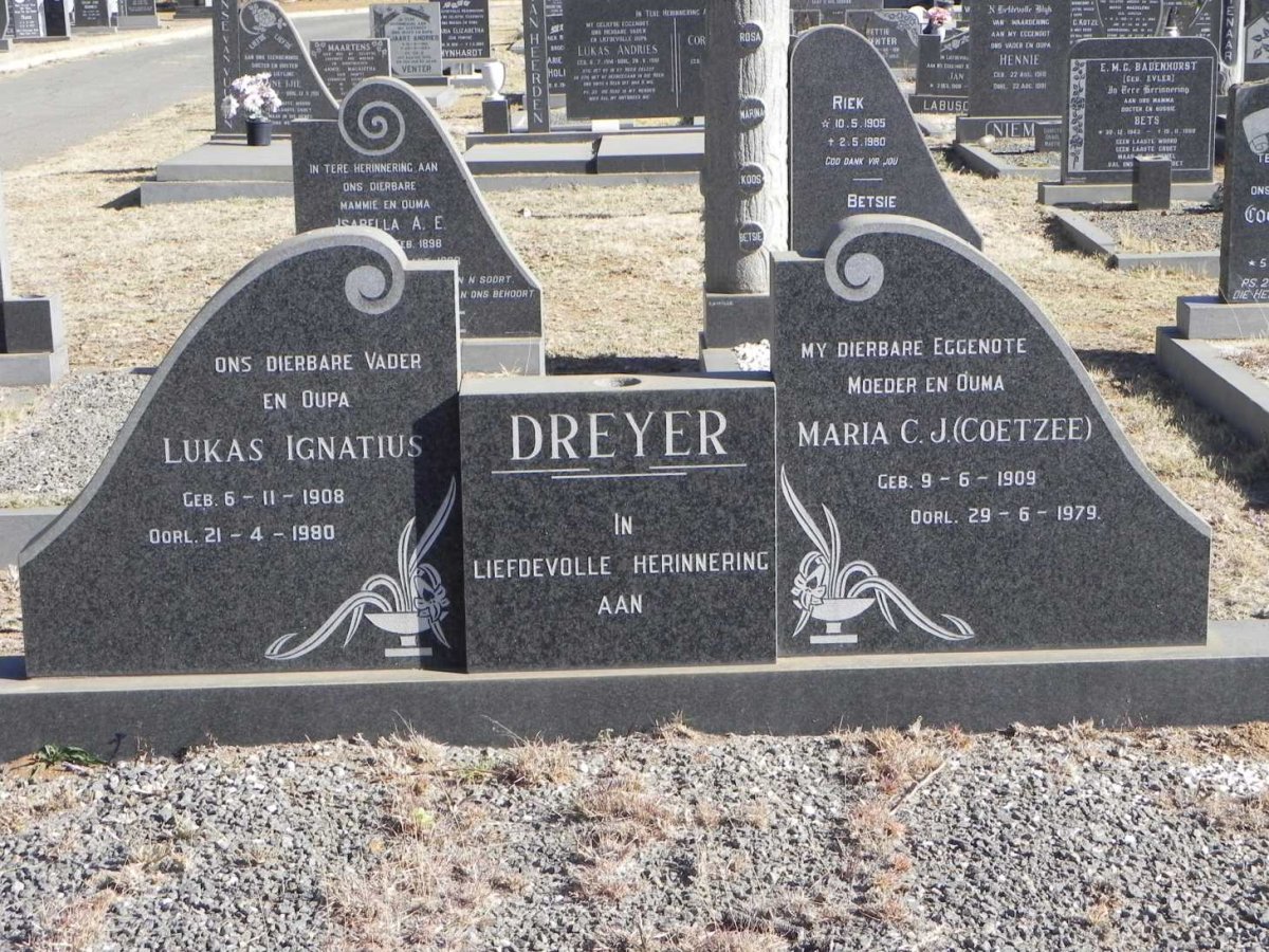 DREYER Lukas Ignatius 1908-1980 &amp; Maria C.J. COETZEE 1909-1979