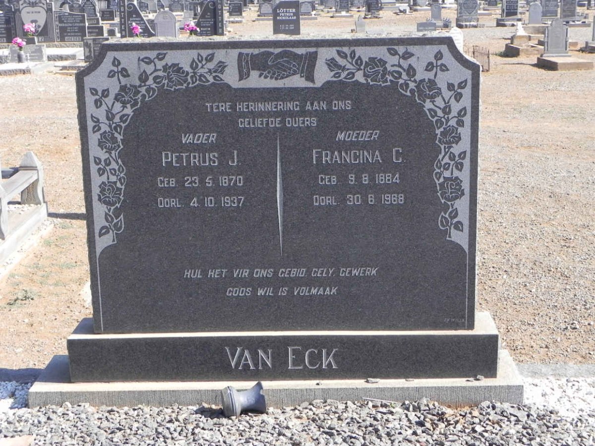 ECK Petrus J., van 1870-1937 &amp; Francina C. 1884-1968