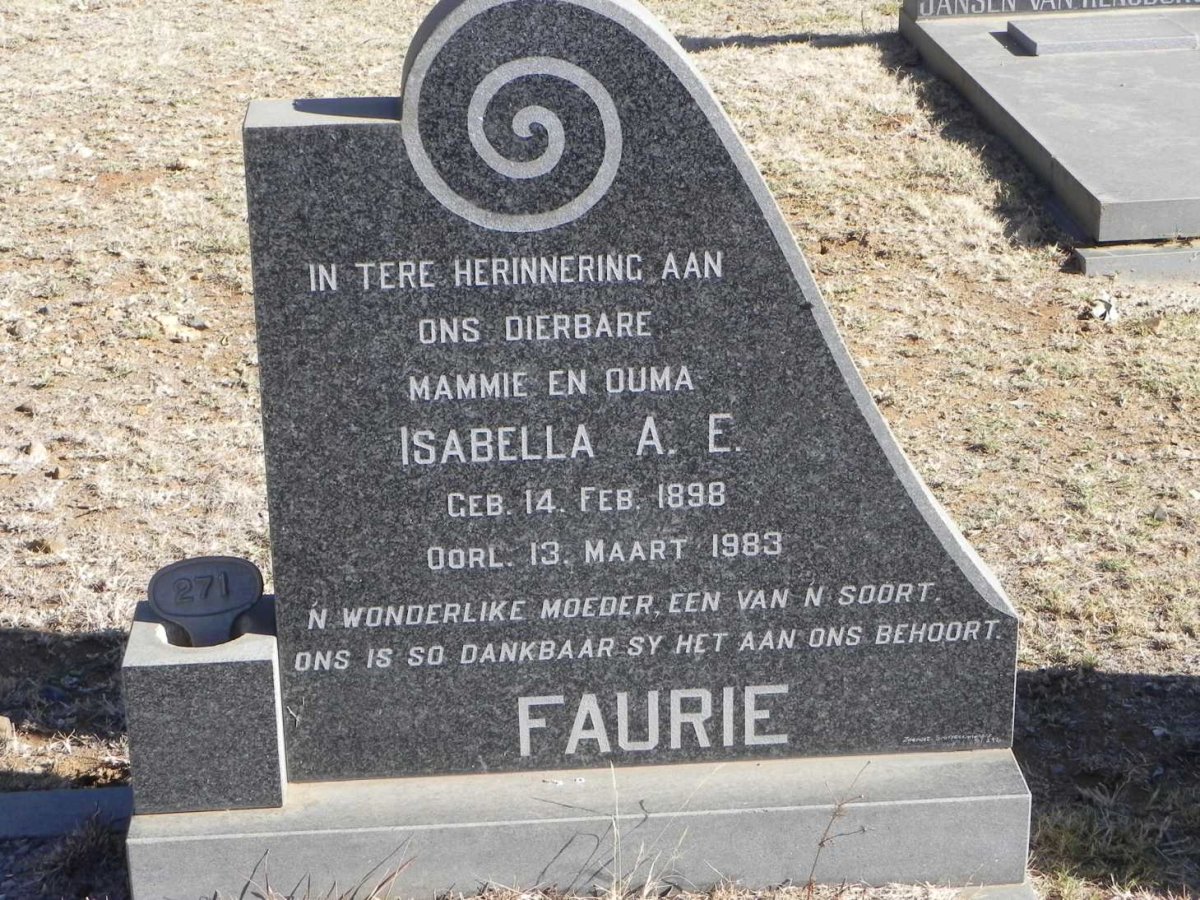 FAURIE Isabella A.E. 1898-1983