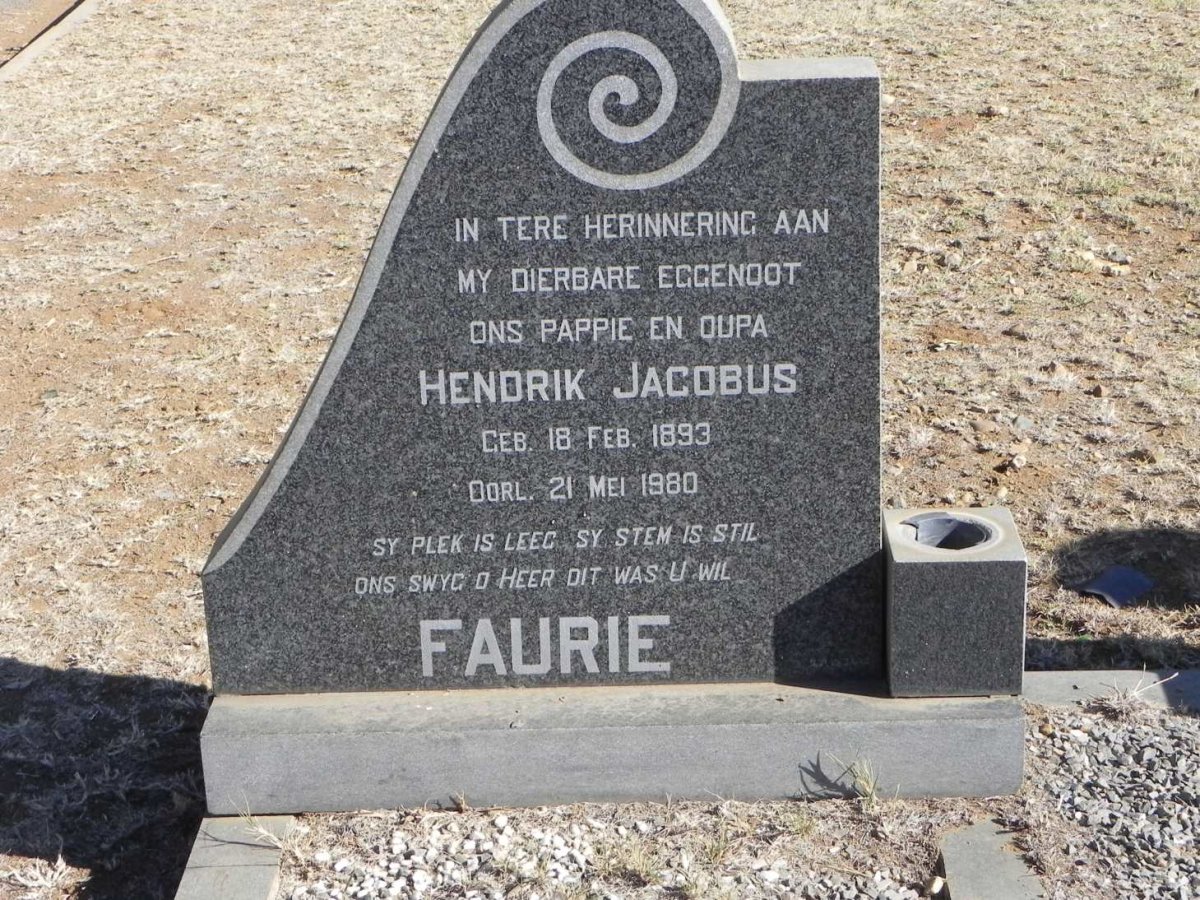 FAURIE Hendrik Jacobus 1893-1980