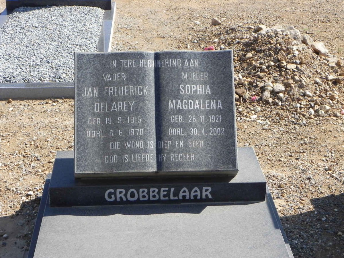 GROBBELAAR Jan Frederick Delarey 1915-1970 &amp; Sophia Magdalena 1921-2002