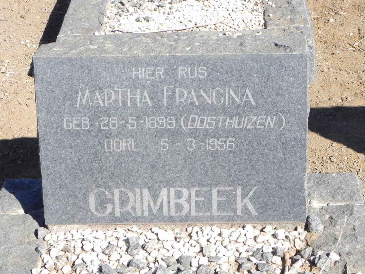 GRIMBEEK Martha Francina nee OOSTHUIZEN 1899-1956