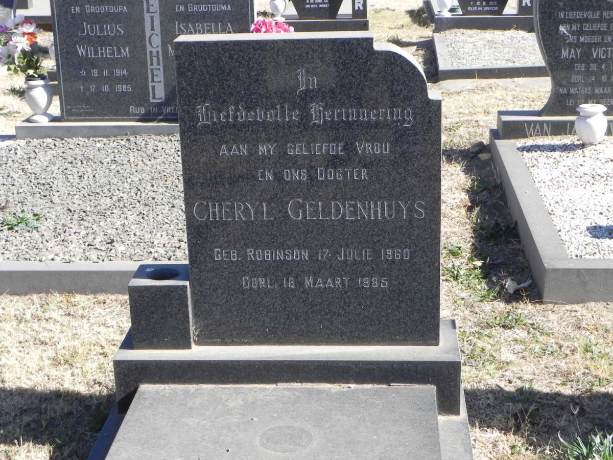 GELDENHUYS Cheryl nee ROBINSON 1960-1985