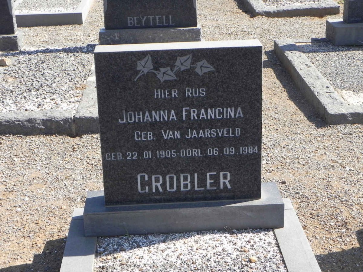 GROBLER Johanna Francina nee VAN JAARSVELD 1905-1984