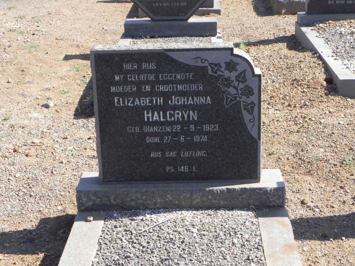 HALGRYN Elizabeth Johanna nee HANZEN 1923-1974