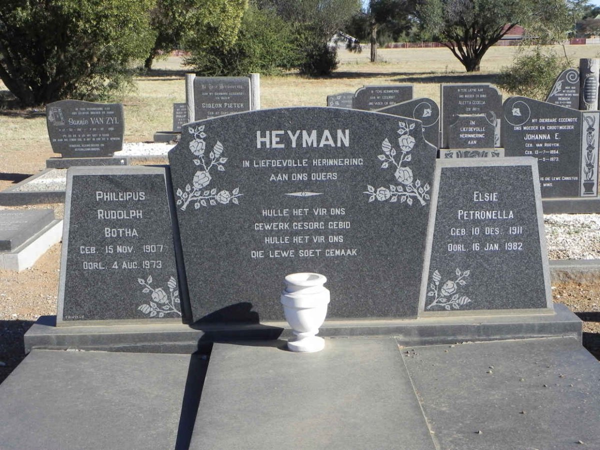 HEYMAN Phillipus Rudolph Botha 1907-1973 &amp; Elsie Petronella 1911-1982