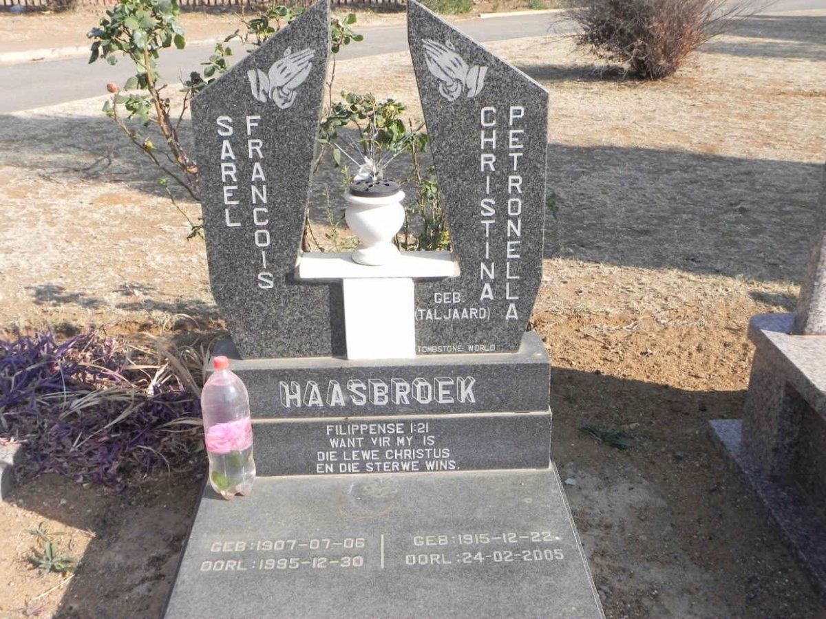 HAASBROEK Sarel Francois 1907-1995 &amp; Christina Petronella TALJAARD 1915-2005