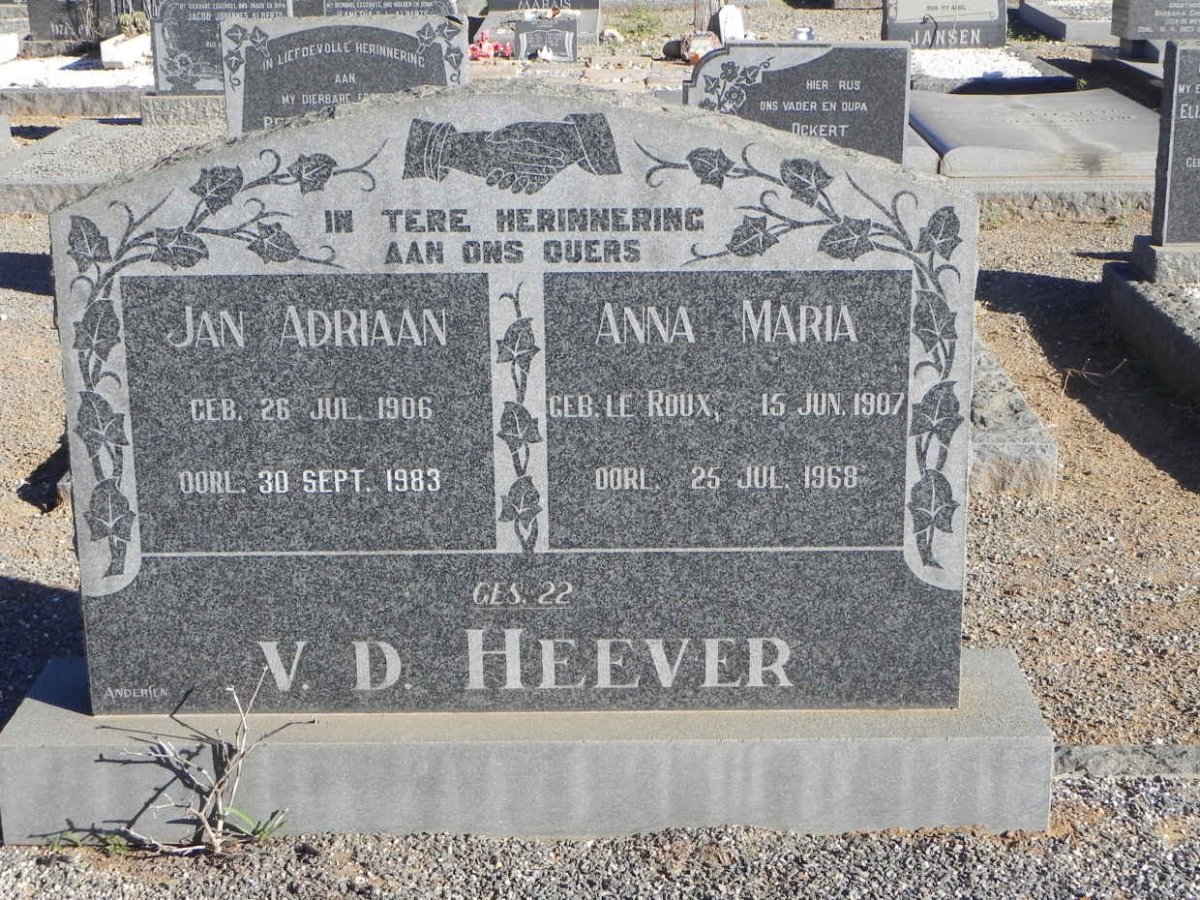 HEEVER Jan Adriaan, v.d. 1906-1983 &amp; Anna Maria LE ROUX 1907-1968