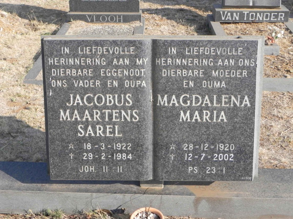 ? Jacobus Maartens Sarel 1922-1984 &amp; Magdalena Maria 1920-2002